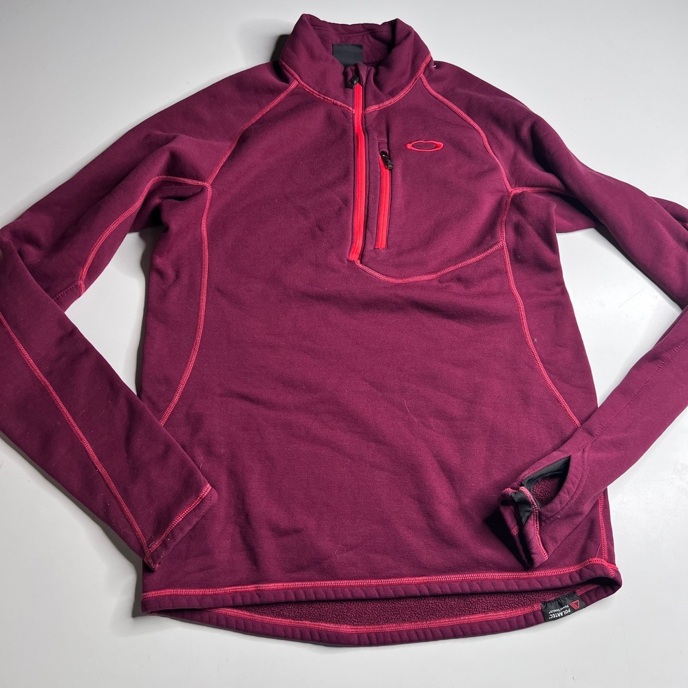 Oakley Polartec Power‎ Stretch 1/4 Zip Fleece Pullover Maroon Mens Medium